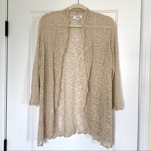 Dress Barn Crochet Knit 3/4 Sleeve Cardigan